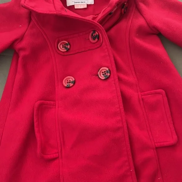 PINKdouble buttonhoodedGirls Red color COAT size 5-6”